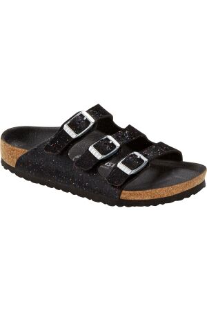 Birkenstock Birkenstock Florida Kids Corduroy Antique White Velvet Glitter Black